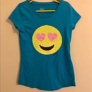 Justice Emoji flip sequin tee